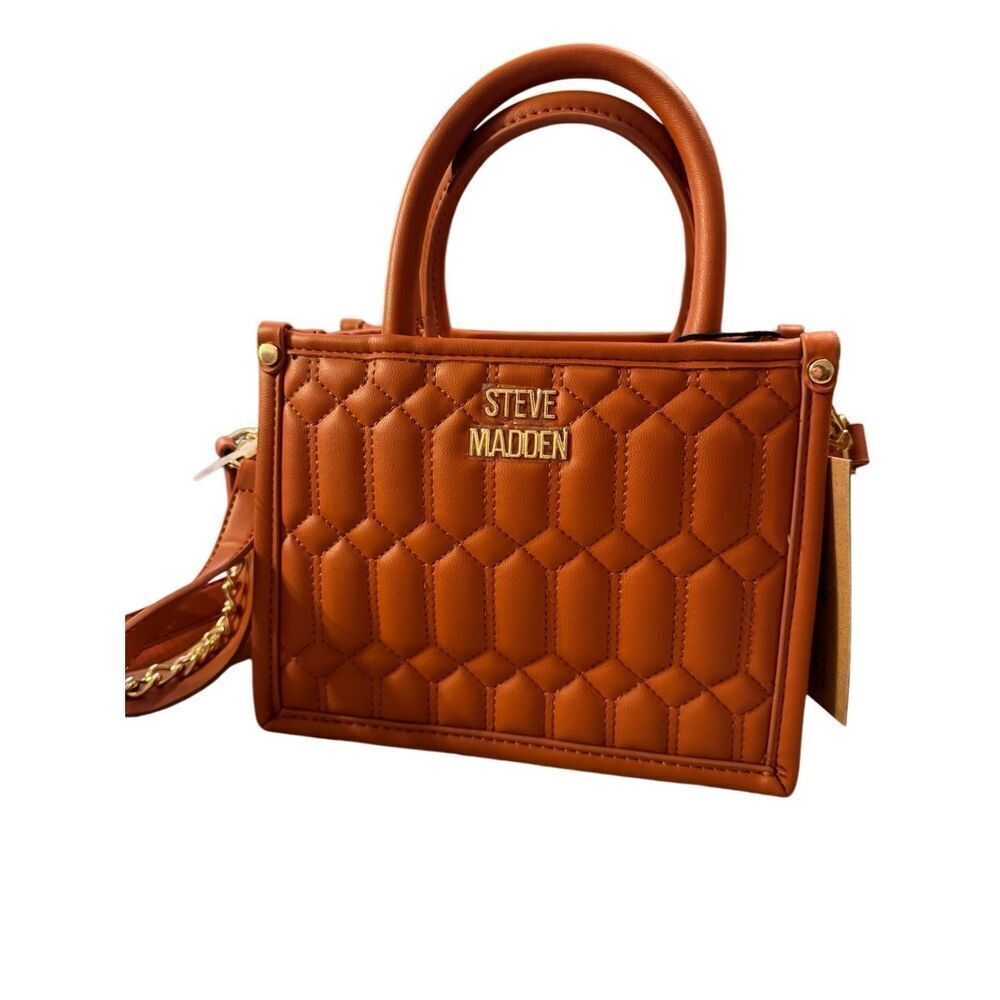 New Steve Madden Bniko Quilted Crossbody Purse Bag In Whiskey Spice